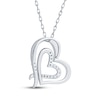 Thumbnail Image 3 of Diamond Tilted Double Heart Necklace 1/10 ct tw Sterling Silver 18&quot;