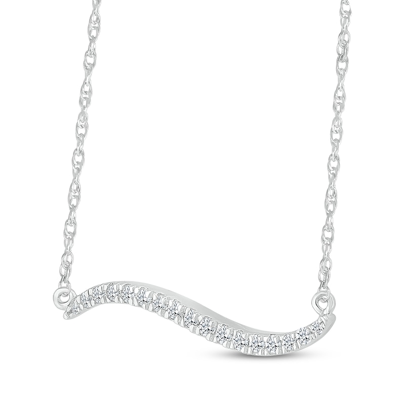 Main Image 2 of Diamond Wavy Bar Necklace 1/6 ct tw Sterling Silver 18"
