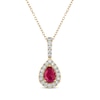 Thumbnail Image 0 of Greenland Rubies Collection Pear-Shaped Natural Ruby & Lab-Created Diamond Necklace 1/5 ct tw 14K Yellow Gold 18"
