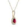 Thumbnail Image 2 of Greenland Rubies Collection Pear-Shaped Natural Ruby & Lab-Grown Diamond Necklace 1/5 ct tw 14K Yellow Gold 18&quot;