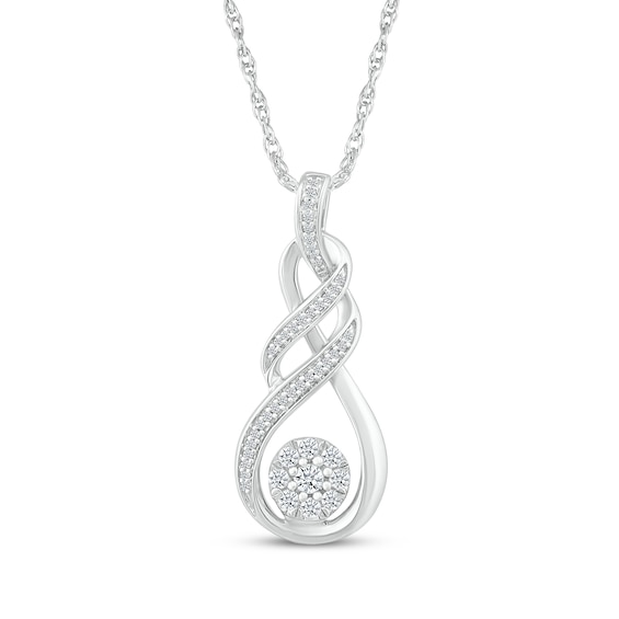 Multi-Diamond Twist Necklace 1/4 ct tw 10K White Gold 18"