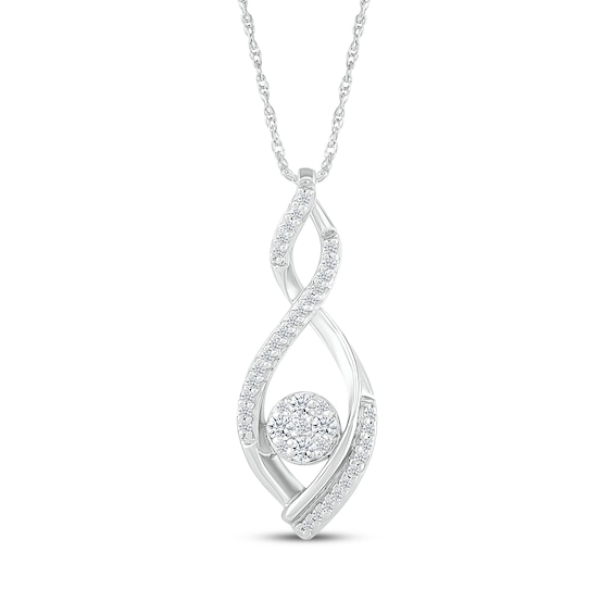 Multi-Diamond Twist Infinity Necklace 1/4 ct tw 10K White Gold 18"