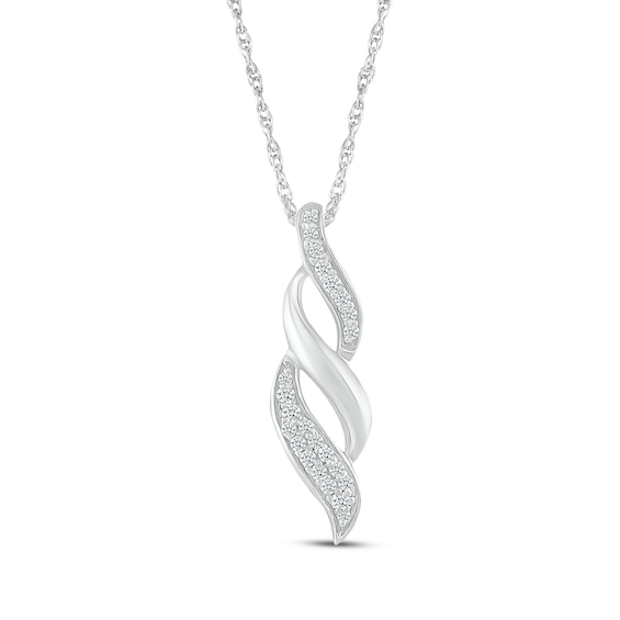 Diamond Swirl Necklace 1/8 ct tw Sterling Silver 18"