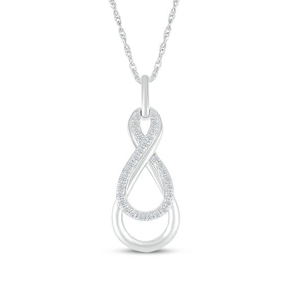 Diamond Infinity Twist Necklace 1/6 ct tw Sterling Silver 18"