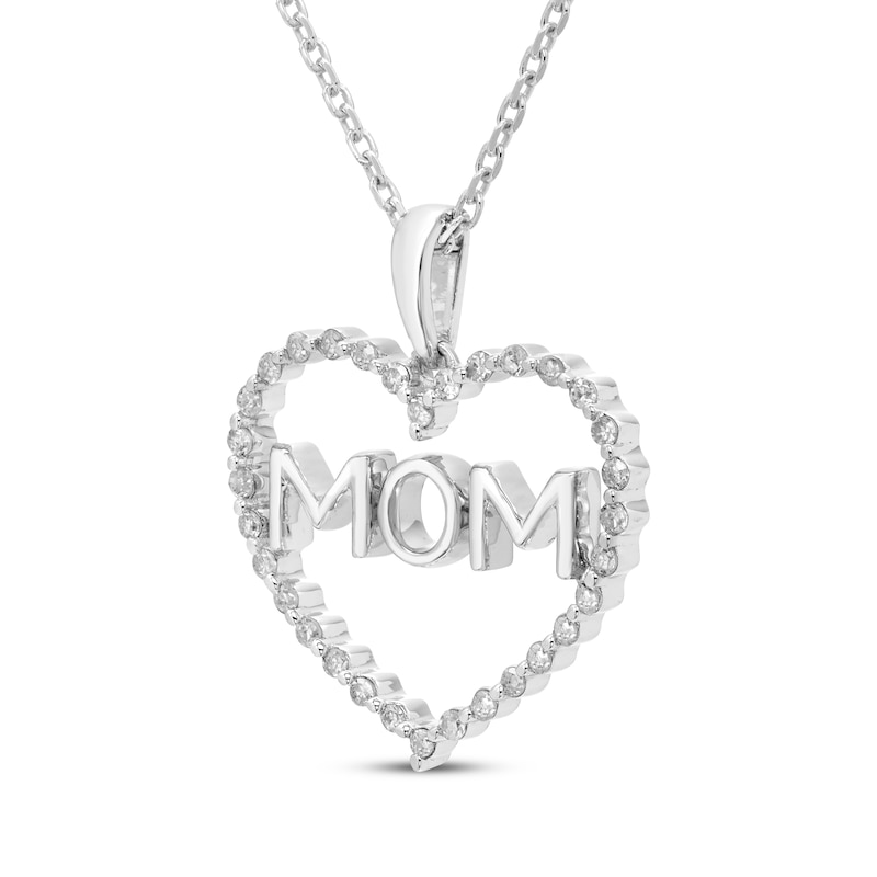 Main Image 2 of Diamond &quot;Mom&quot; Heart Necklace 1/6 ct tw Sterling Silver 18&quot;