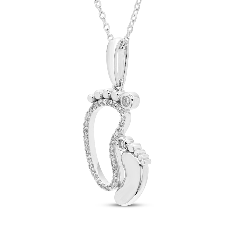 Main Image 2 of Diamond Parent & Baby Feet Necklace 1/10 ct tw Sterling Silver 18&quot;