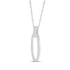 Thumbnail Image 2 of Diamond Oval Doorknocker Necklace 1/5 ct tw 10K White Gold 18"