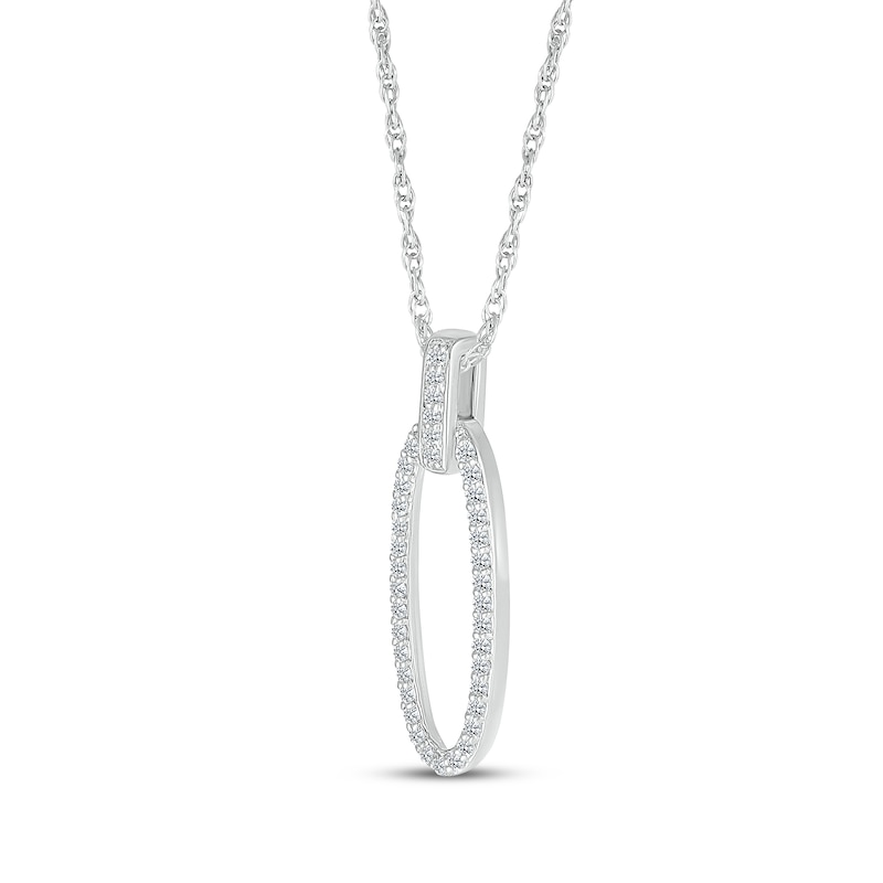 Main Image 2 of Diamond Oval Doorknocker Necklace 1/5 ct tw 10K White Gold 18"