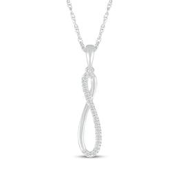 Diamond Infinity Drop Necklace 1/8 ct tw Sterling Silver 18"