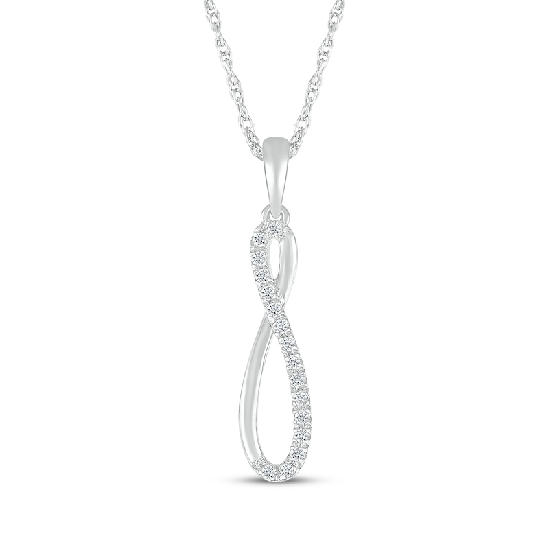 Main Image 1 of Diamond Infinity Drop Necklace 1/8 ct tw Sterling Silver 18"