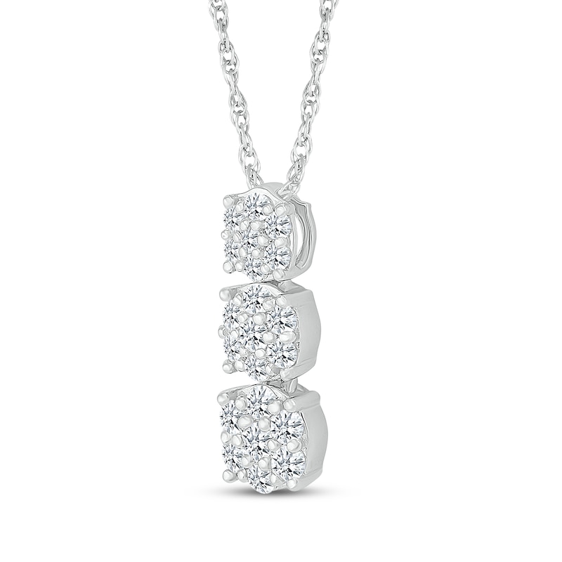 Main Image 2 of Multi-Diamond Three Circle Drop Necklace 1/4 ct tw 10K White Gold 18"