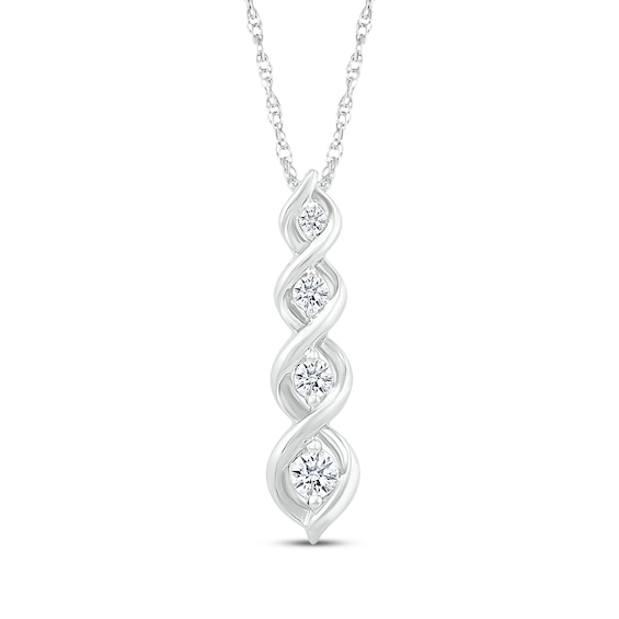Diamond Graduated Twist Necklace 1/6 ct tw Sterling Silver 18"