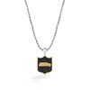 Thumbnail Image 1 of True Fans Seattle Seahawks 3/8 CT. T.W. Black Diamond and Enamel Reversible Shield Necklace in 10K Yellow Gold & Sterling Silver