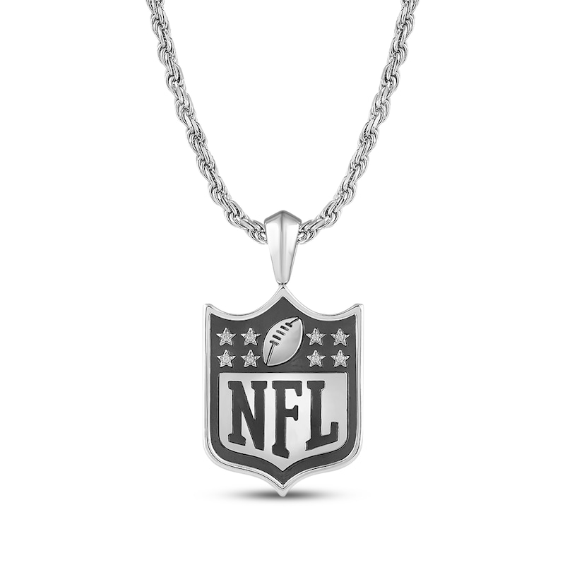 Main Image 2 of True Fans Seattle Seahawks 3/8 CT. T.W. Black Diamond and Enamel Reversible Shield Necklace in 10K Yellow Gold & Sterling Silver