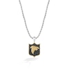 Thumbnail Image 1 of True Fans Atlanta Falcons 3/8 CT. T.W. Black Diamond and Enamel Reversible Shield Necklace in 10K Yellow Gold & Sterling Silver