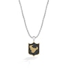 Thumbnail Image 1 of True Fans Houston Texans 3/8 CT. T.W. Black Diamond and Enamel Reversible Shield Necklace in 10K Yellow Gold & Sterling Silver