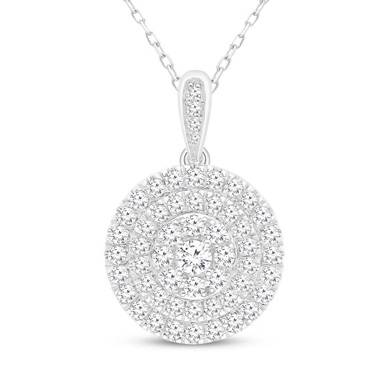 Diamond Halos Necklace 1 ct tw 10K White Gold 18"
