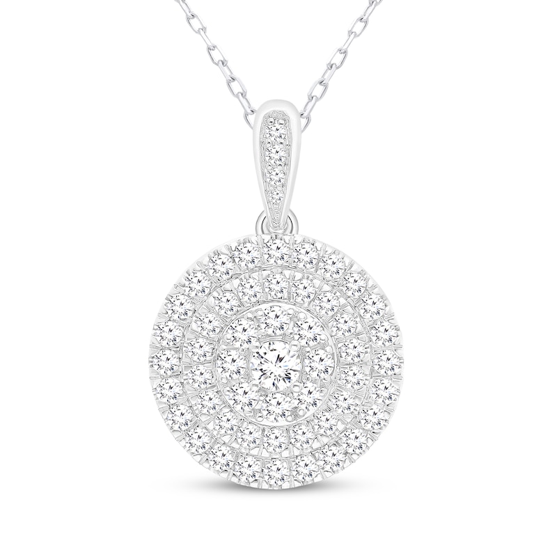 Main Image 1 of Diamond Halos Necklace 1 ct tw 10K White Gold 18"