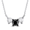 Thumbnail Image 1 of Black & White Diamond Three-Stone Necklace 1/2 ct tw 10K White Gold 18&quot;