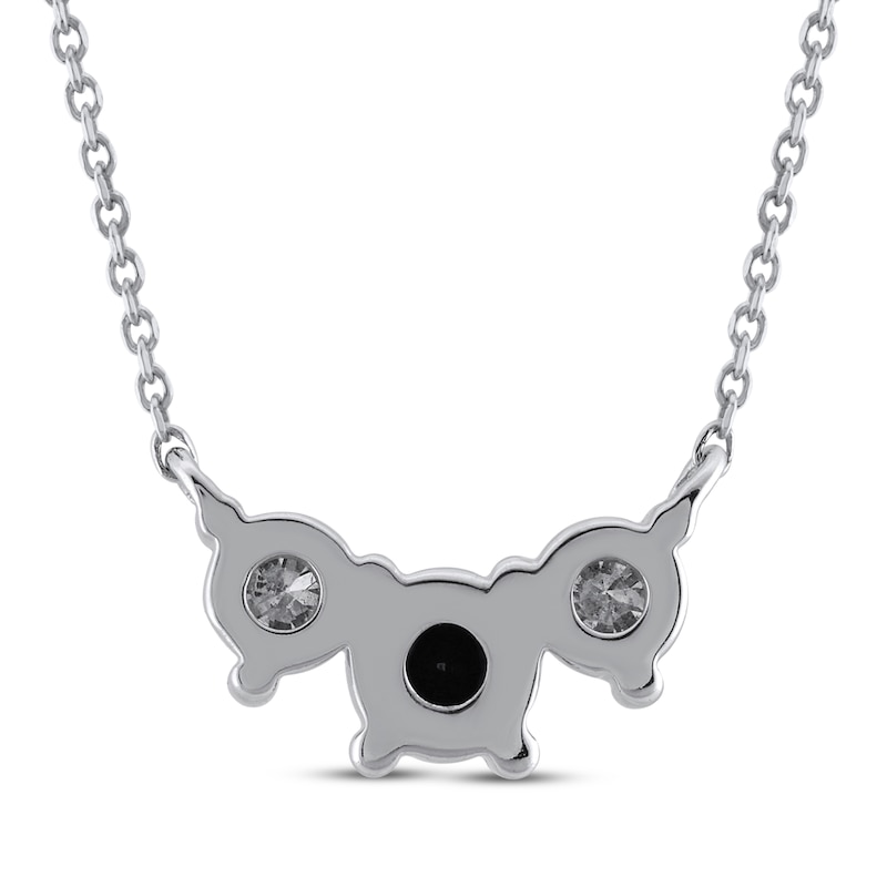 Main Image 3 of Black & White Diamond Three-Stone Necklace 1/2 ct tw 10K White Gold 18&quot;