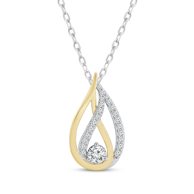 Love Ignited Diamond Flame Slide Necklace 3/4 ct tw 10K Two-Tone Gold 18"