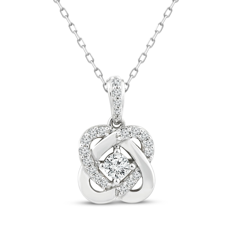 Main Image 1 of Center of Me Diamond Necklace 1/4 ct tw 10K White Gold 18&quot;