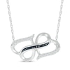 Thumbnail Image 1 of Black & White Diamond Double Hearts Necklace 1/8 ct tw Sterling Silver 18&quot;