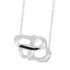 Thumbnail Image 2 of Black & White Diamond Double Hearts Necklace 1/8 ct tw Sterling Silver 18&quot;