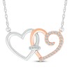 Thumbnail Image 1 of Diamond Linked Double Heart Necklace 1/10 ct tw 10K Two-Tone Gold 18&quot;