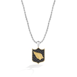 True Fans Arizona Cardinals 3/8 CT. T.W. Black Diamond and Enamel Reversible Shield Necklace in 10K Yellow Gold & Sterling Silver