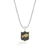 Thumbnail Image 1 of True Fans Buffalo Bills 3/8 CT. T.W. Black Diamond and Enamel Reversible Shield Necklace in 10K Yellow Gold & Sterling Silver