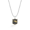 Thumbnail Image 0 of True Fans New England Patriots 3/8 CT. T.W. Black Diamond and Enamel Reversible Shield Necklace in 10K Yellow Gold & Sterling Silver