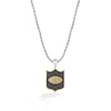 Thumbnail Image 1 of True Fans New York Jets 3/8 CT. T.W. Black Diamond and Enamel Reversible Shield Necklace in 10K Yellow Gold & Sterling Silver