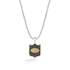 Thumbnail Image 0 of True Fans New York Giants 3/8 CT. T.W. Black Diamond and Enamel Reversible Shield Necklace in 10K Yellow Gold & Sterling Silver