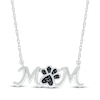 Thumbnail Image 0 of Black Diamond Accent "Mom" Paw Print Necklace Sterling Silver 18"
