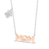 Thumbnail Image 2 of Diamond &quot;Mom&quot; Heart & Paw Print Charm Necklace 1/15 ct tw Sterling Silver & 10K Rose Gold 18&quot;