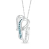 Thumbnail Image 2 of Blue & White Diamond Double Heart Vertical Necklace 1/8 ct tw Sterling Silver 18&quot;