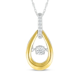 Unstoppable Love Diamond Teardrop Necklace 1/10 ct tw Sterling Silver & 10K Yellow Gold 18"