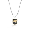 Thumbnail Image 1 of True Fans Tampa Bay Buccaneers 3/8 CT. T.W. Black Diamond and Enamel Reversible Shield Necklace in 10K Yellow Gold & Sterling Silver