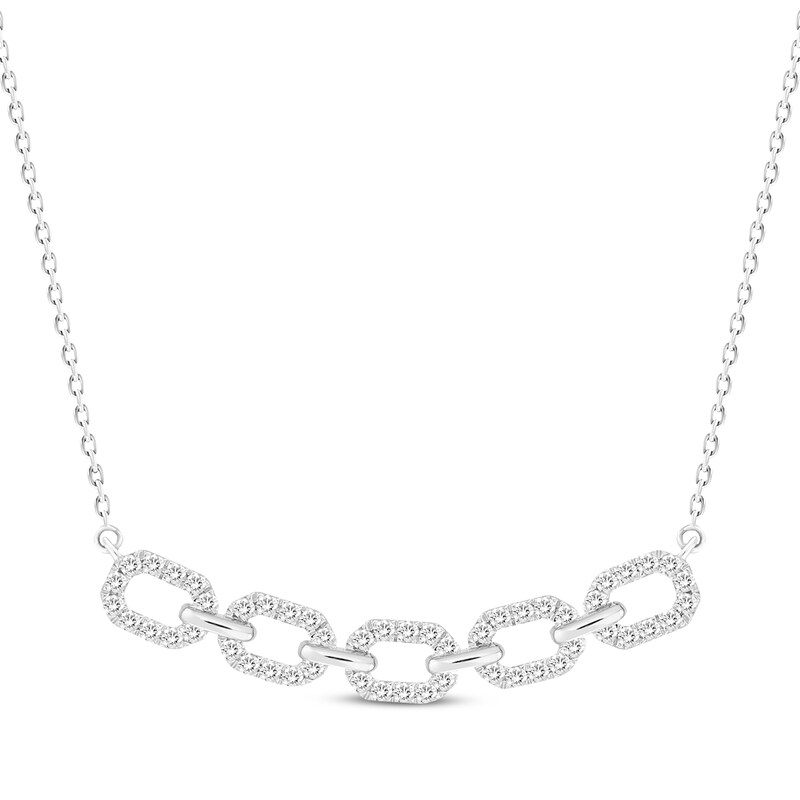 Main Image 1 of Linked Always Diamond Smile Necklace 1/2 ct tw 10K White Gold 18&quot;