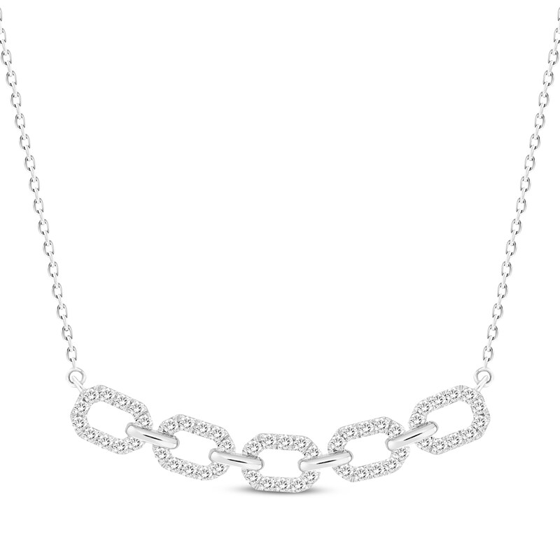 Linked Always Diamond Smile Necklace 1/2 ct tw 10K White Gold 18"