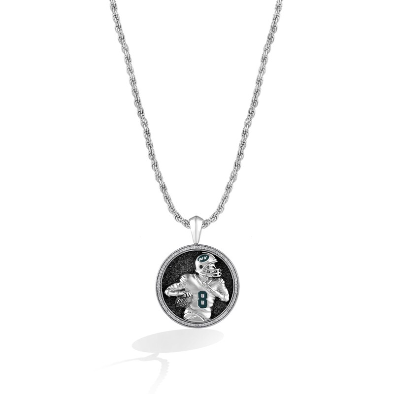 Main Image 1 of True Fans Player's Association Sterling Silver Pendant showcasing Aaron Rodgers of the New York Jets