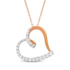 Thumbnail Image 1 of Diamond Tilted Looping Heart Necklace 1/2 ct tw 10K Rose Gold 18"
