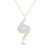 Thumbnail Image 0 of Diamond Halo Bypass Necklace 1/4 ct tw 10K Yellow Gold 18"