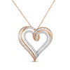 Thumbnail Image 0 of Baguette & Round-Cut Diamond Open Heart Necklace 1 ct tw 10K Rose Gold 18"