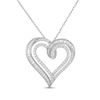 Thumbnail Image 0 of Baguette & Round-Cut Diamond Open Heart Necklace 1 ct tw 10K White Gold 18"