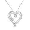 Thumbnail Image 1 of Baguette & Round-Cut Diamond Open Heart Necklace 1 ct tw 10K White Gold 18&quot;