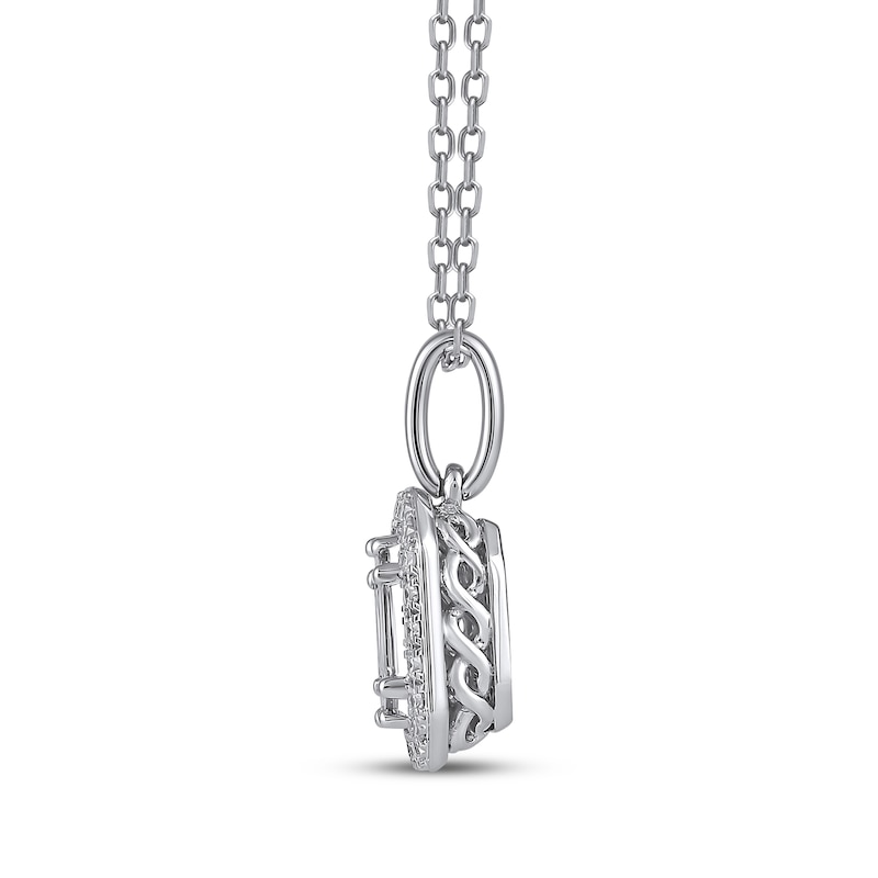 Octagon & Baguette-Cut Diamond Necklace 1/2 ct tw 10K White Gold 18"