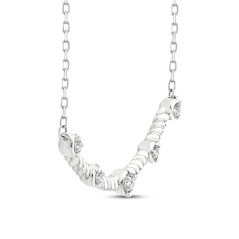 Main Image 2 of Threads of Love Diamond Station Smile Necklace 1/6 ct tw 10K White Gold 19.75&quot;
