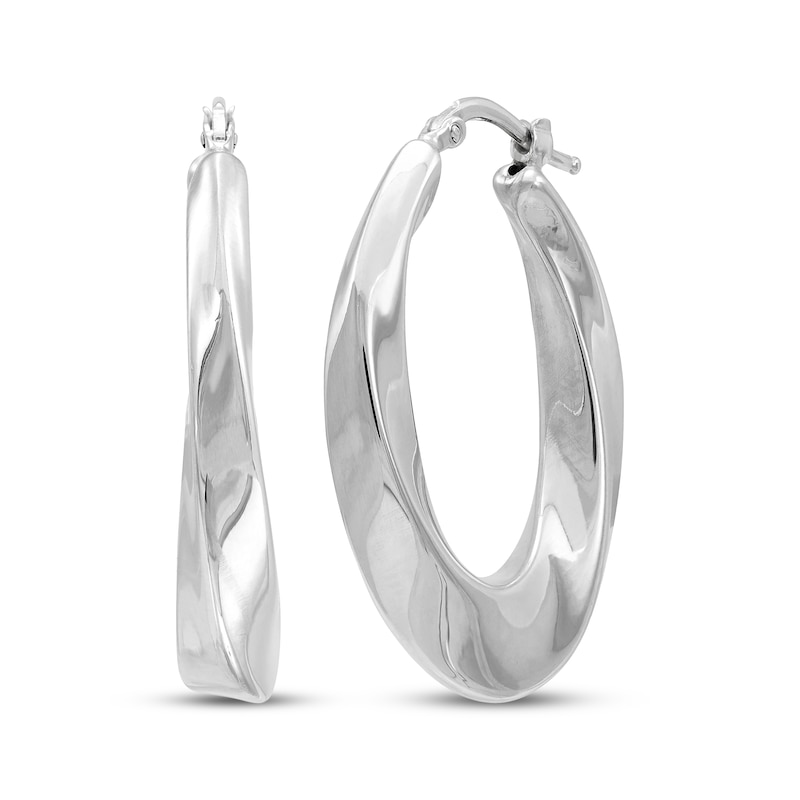 Main Image 1 of Twist Tube Hoop Earrings Sterling Silver